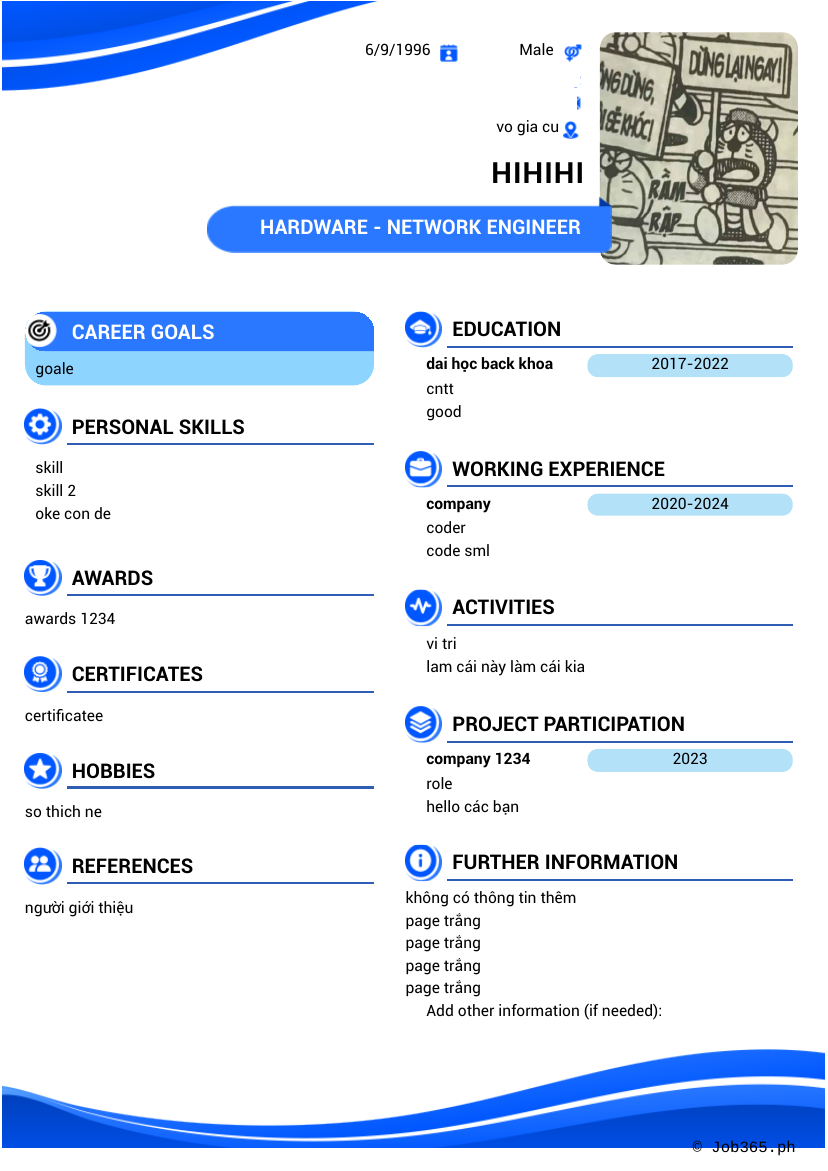 Candidate CV